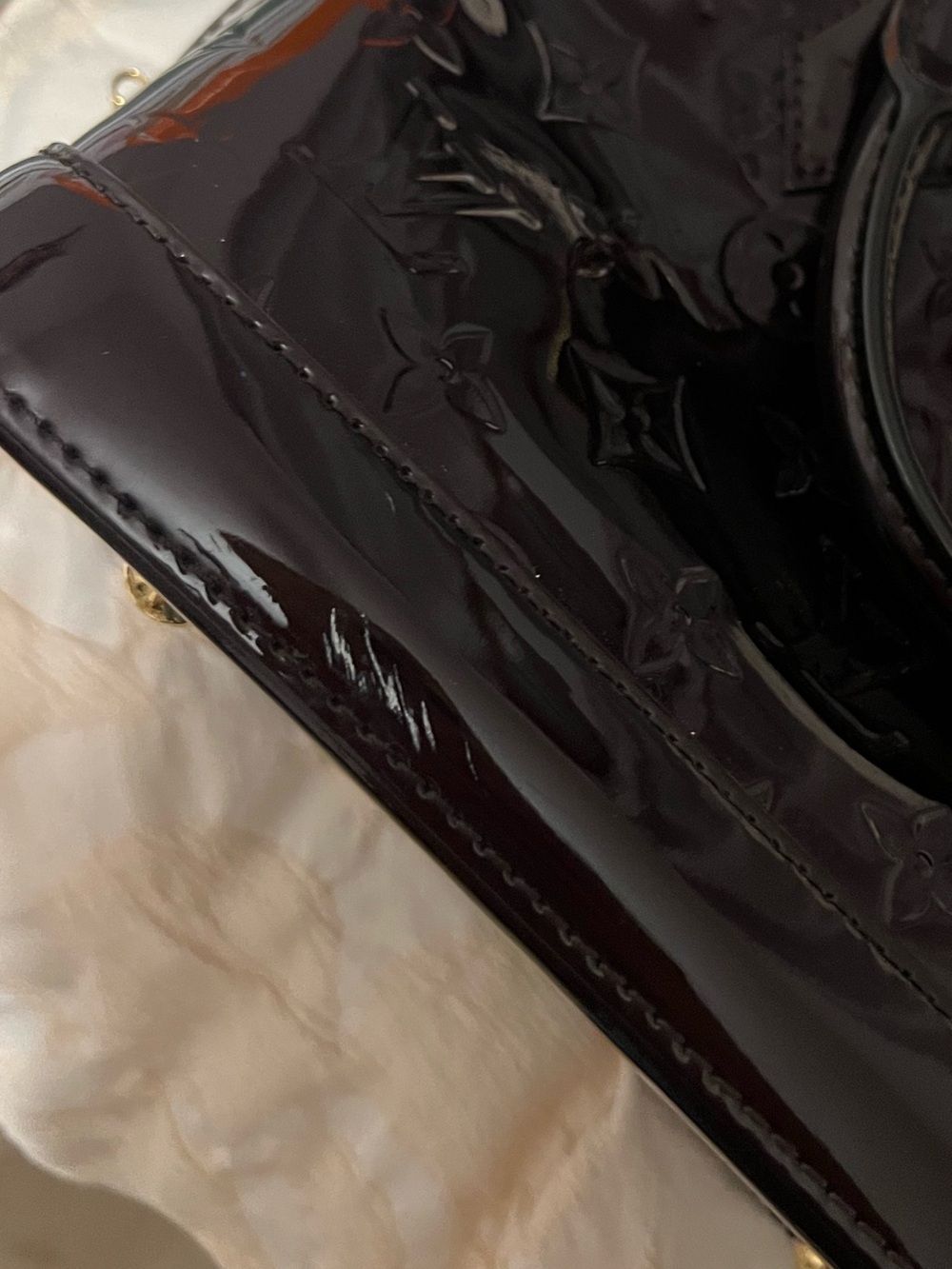 Louis Vuitton Glossy Dark Red Satchel